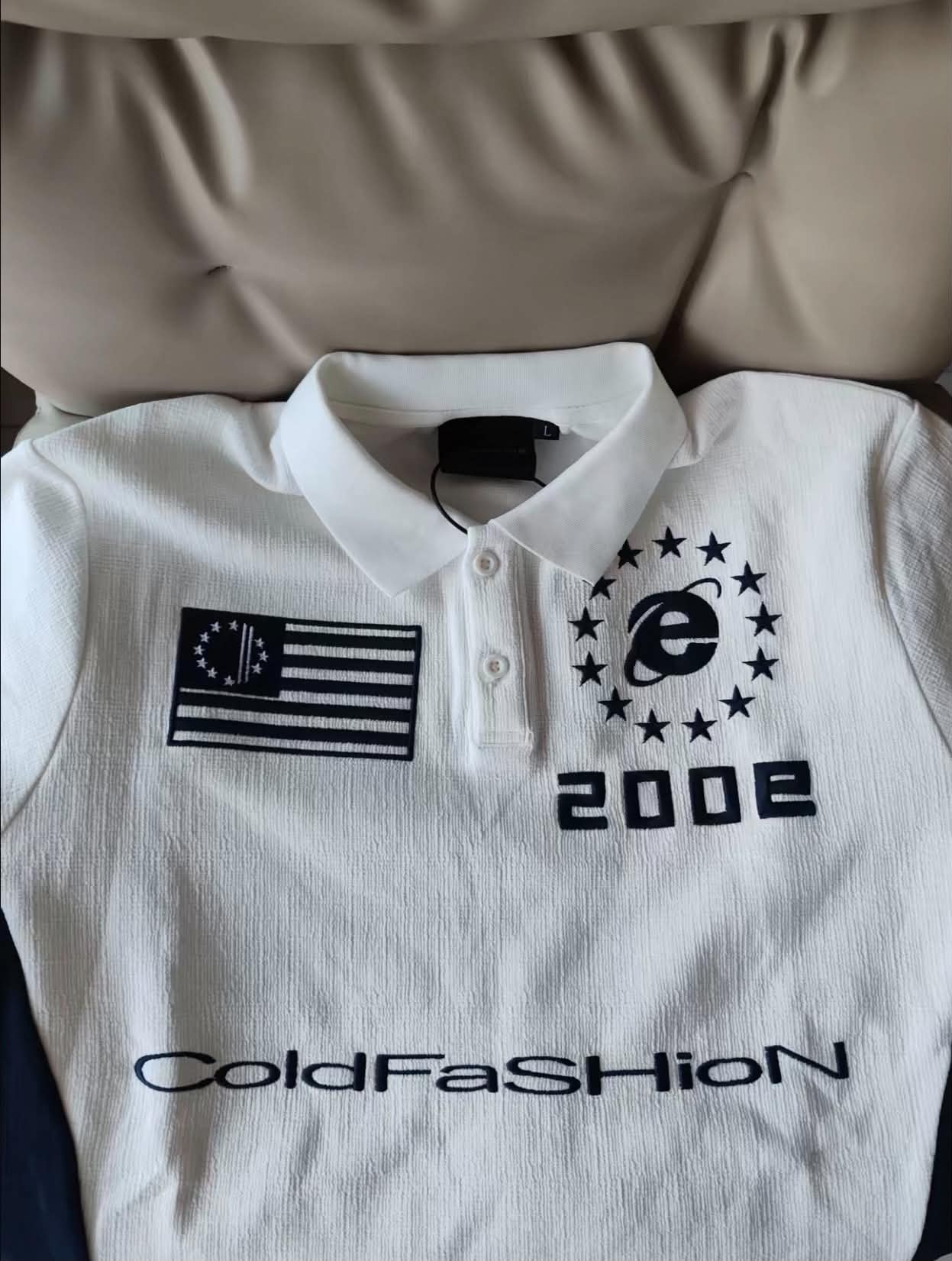 ColdAsia Flag 200E Spliced Polo – Embroidered Streetwear Top