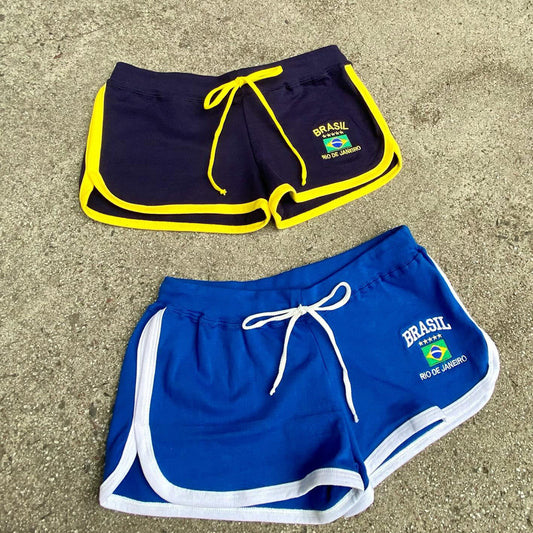 2024 New Shorts Summer Top Suit Brazilian Letter Embroidered Women Suit Casual Y2K Sporty Style