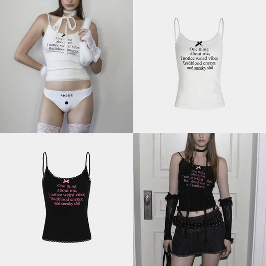 Badblood Camisole Tank Top For Women Bow Lace