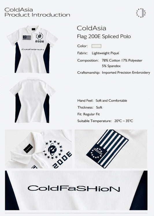 ColdAsia Flag 200E Spliced Polo – Embroidered Streetwear Top